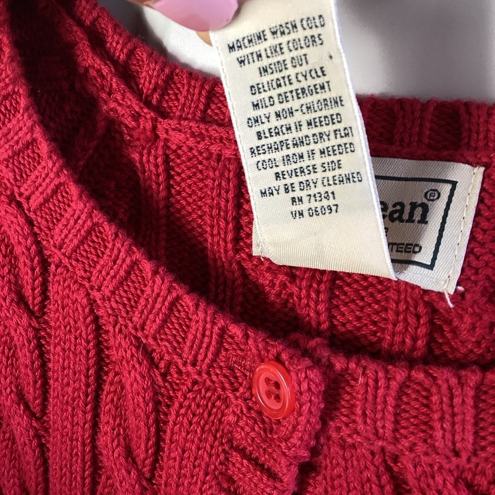 L.L. Bean Women's Vibrant Red Button-Up Cardigan - Picture 4 of 6